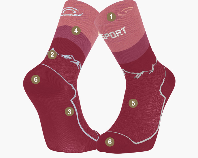 TREK DOUBLE GR Pink High Sock